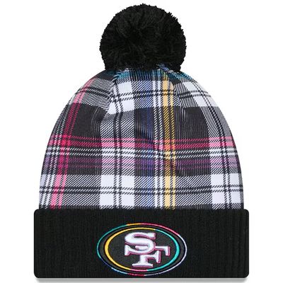 San Francisco 49ers Men’s Black New Era 2024 NFL Crucial Catch Cuffed Pom Knit Hat