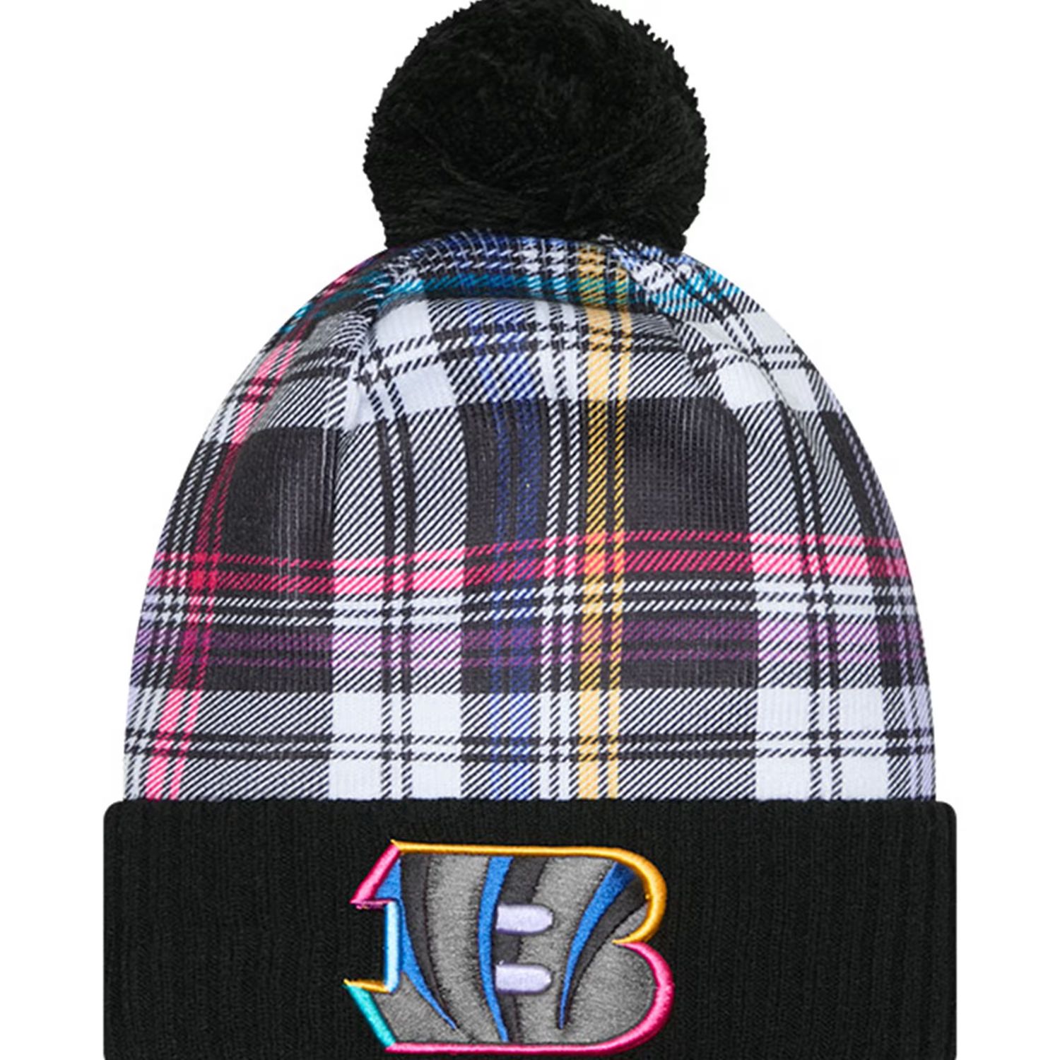 Cincinnati Bengals Men’s Black New Era 2024 NFL Crucial Catch Cuffed Pom Knit Hat