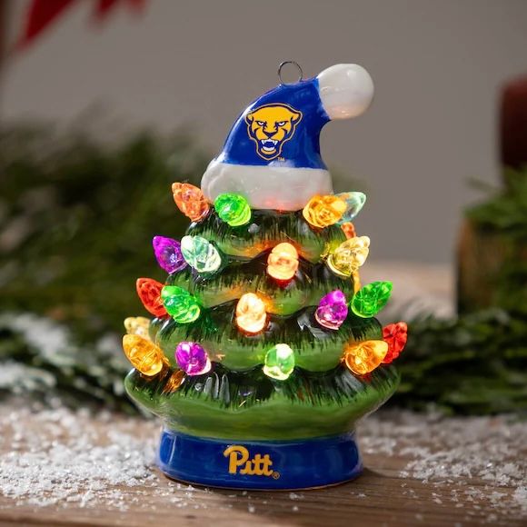 Pitt Panthers 4 Pitt Panthers 4" Ceramic LED Christmas Tree