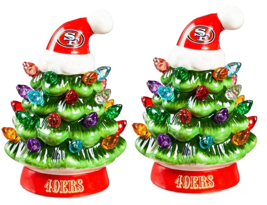San Francisco 49ers 4" Ceramic LED Christmas Trees Set of 2