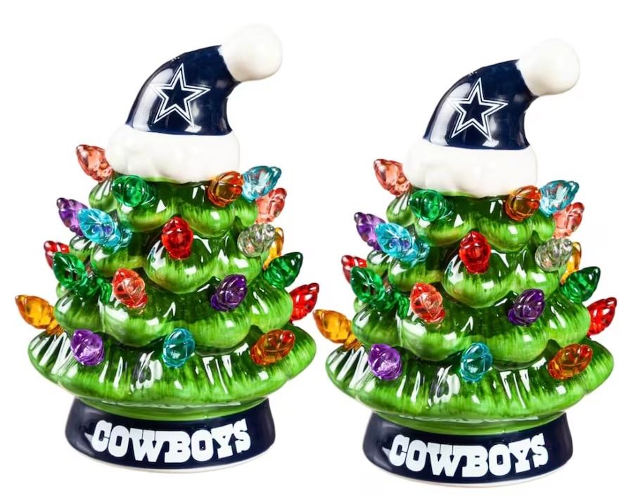 Dallas Cowboys 4" Ceramic LED Christmas Trees Set of 2