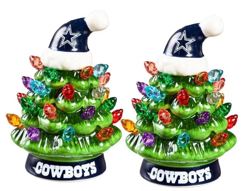 Dallas Cowboys 4" Ceramic LED Christmas Trees Set of 2