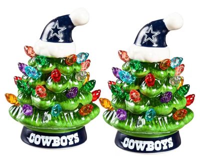 Dallas Cowboys 4" Ceramic LED Christmas Trees Set of 2