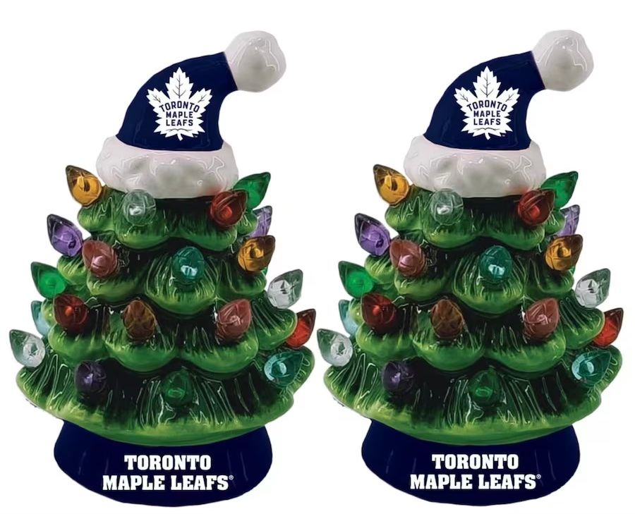 Toronto Maple Leafs 4" Ceramic LED Christmas Trees Set of 2