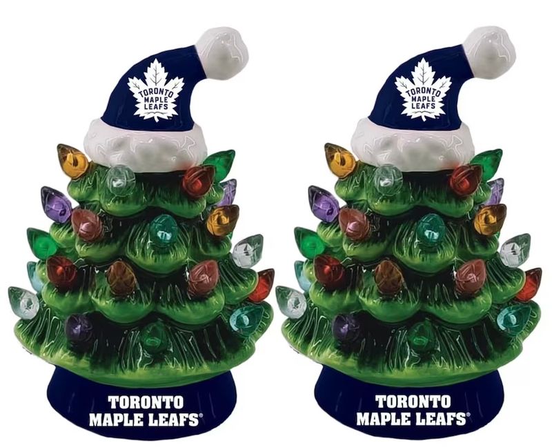 Toronto Maple Leafs 4 Toronto Maple Leafs 4" Ceramic LED Christmas Trees Set of 2