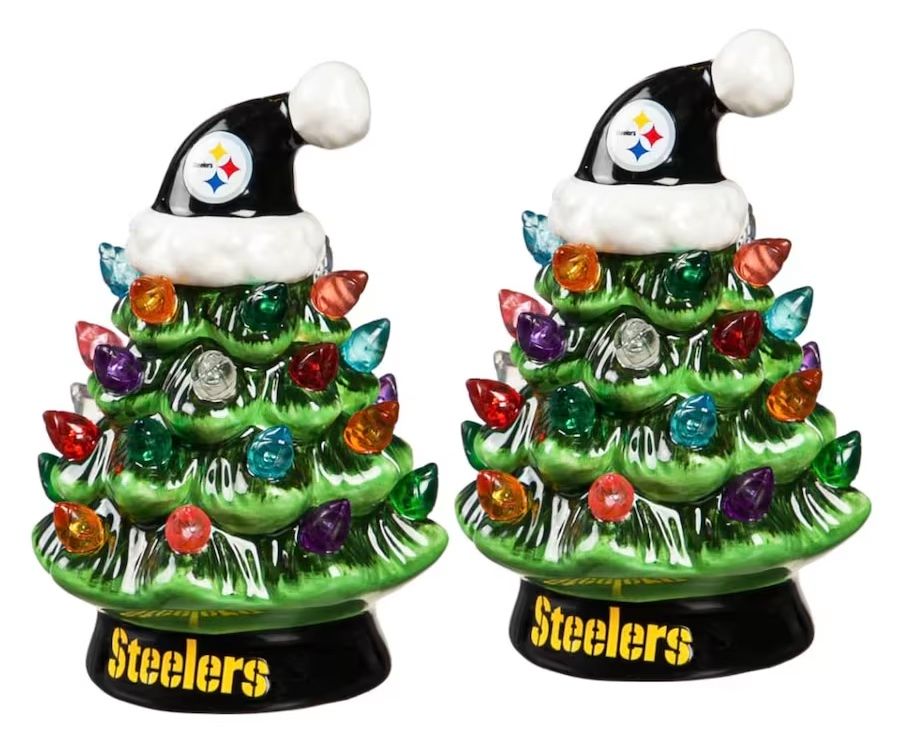 Pittsburgh Steelers 4" Ceramic LED Christmas Trees Set of 2