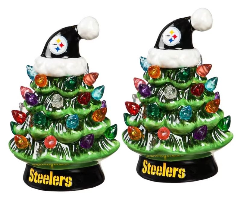 Pittsburgh Steelers 4" Ceramic LED Christmas Trees Set of 2