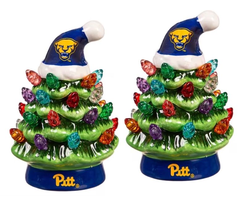 Pitt Panthers 4" Ceramic LED Christmas Trees Set of 2