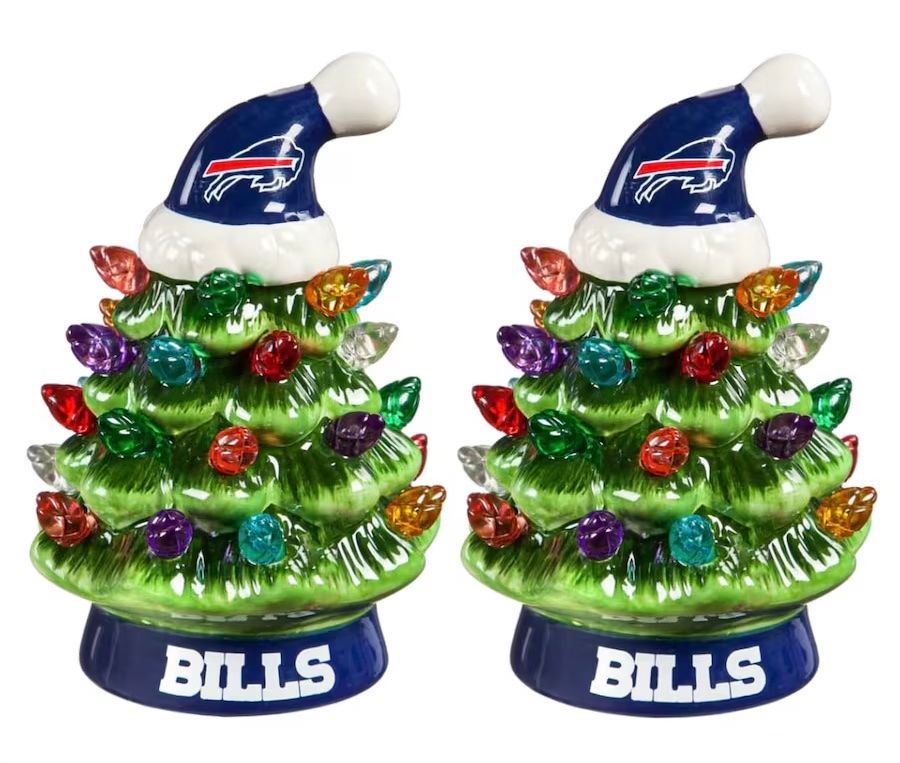 Buffalo Bills 4" Ceramic LED Christmas Trees Set of 2