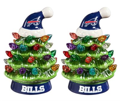 Buffalo Bills 4" Ceramic LED Christmas Trees Set of 2