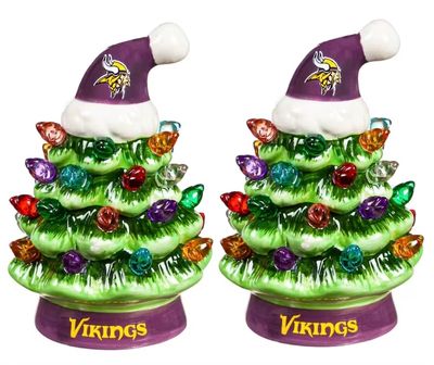 Minnesota Vikings 4" Ceramic LED Christmas Trees Set of 2