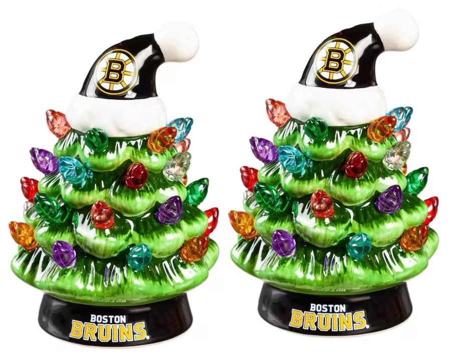 Boston Bruins 4" Ceramic LED Christmas Trees Set of 2