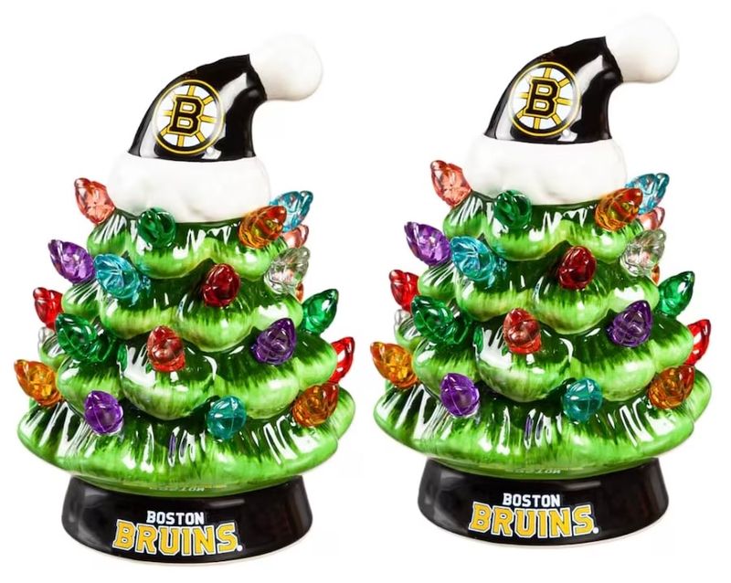 Boston Bruins 4" Ceramic LED Christmas Trees Set of 2