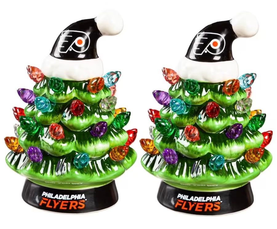 Philadelphia Flyers 4" Ceramic LED Christmas Trees Set of 2