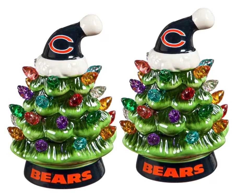 Chicago Bears 4" Ceramic LED Christmas Trees Set of 2