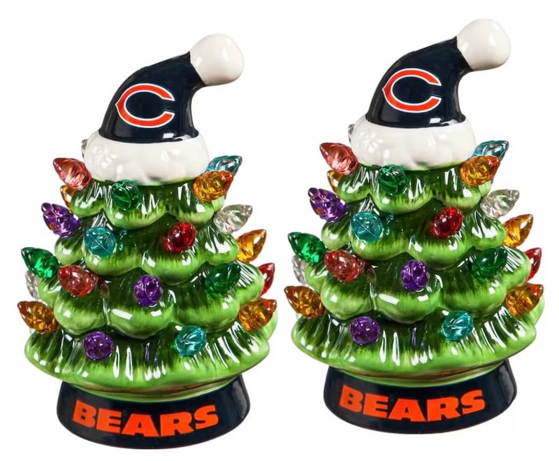 Chicago Bears 4" Ceramic LED Christmas Trees Set of 2