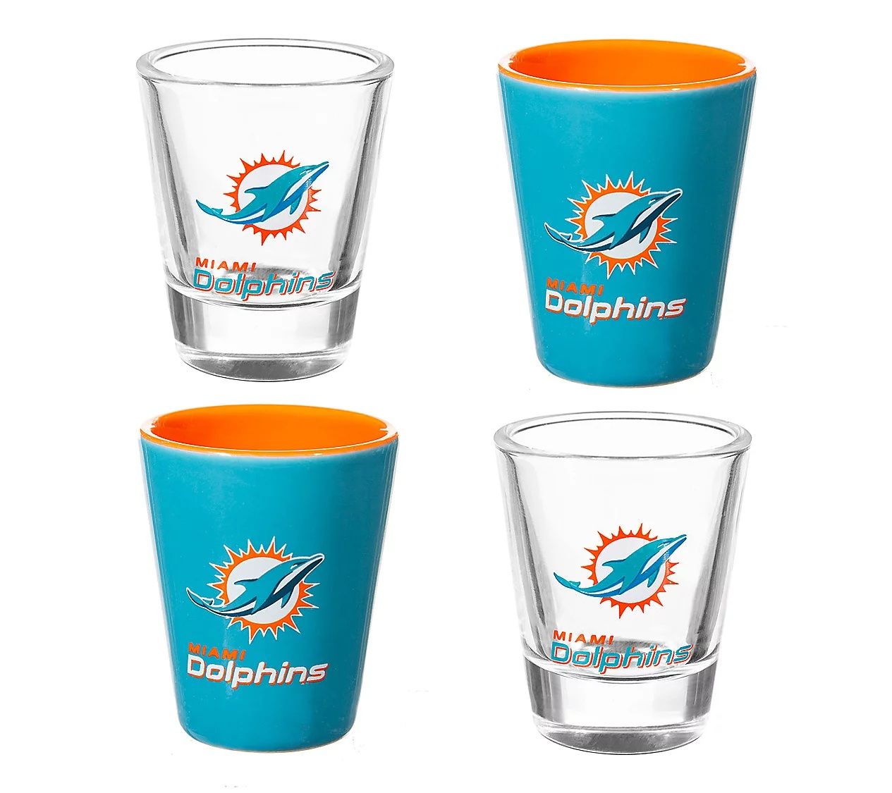 Miami Dolphins 4-Piece Ceramic Shot Glass Set