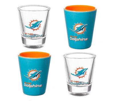 Miami Dolphins 4-Piece Ceramic Shot Glass Set