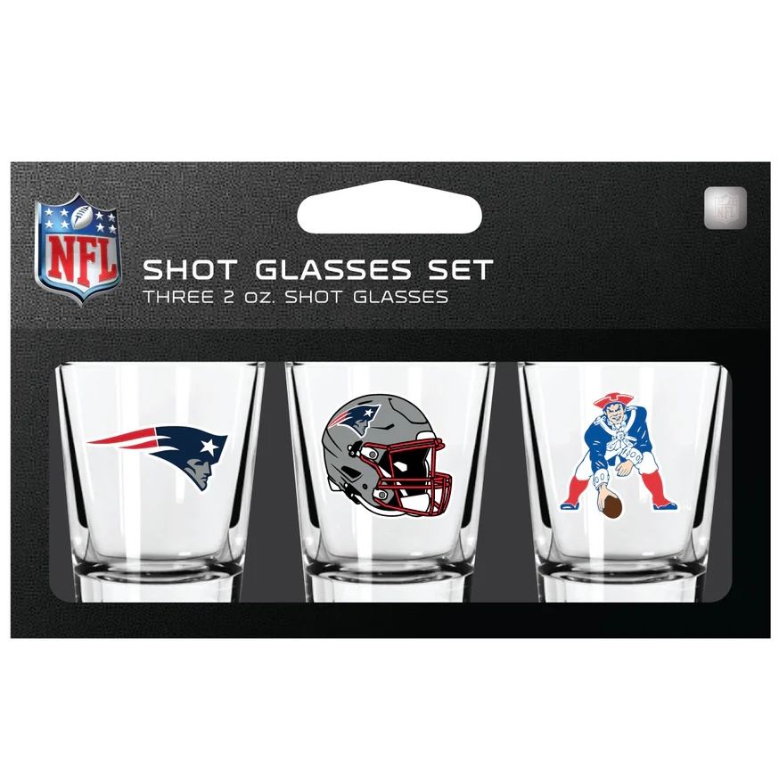 New England Patriots NFL 3pc 2oz Shot Glass Set