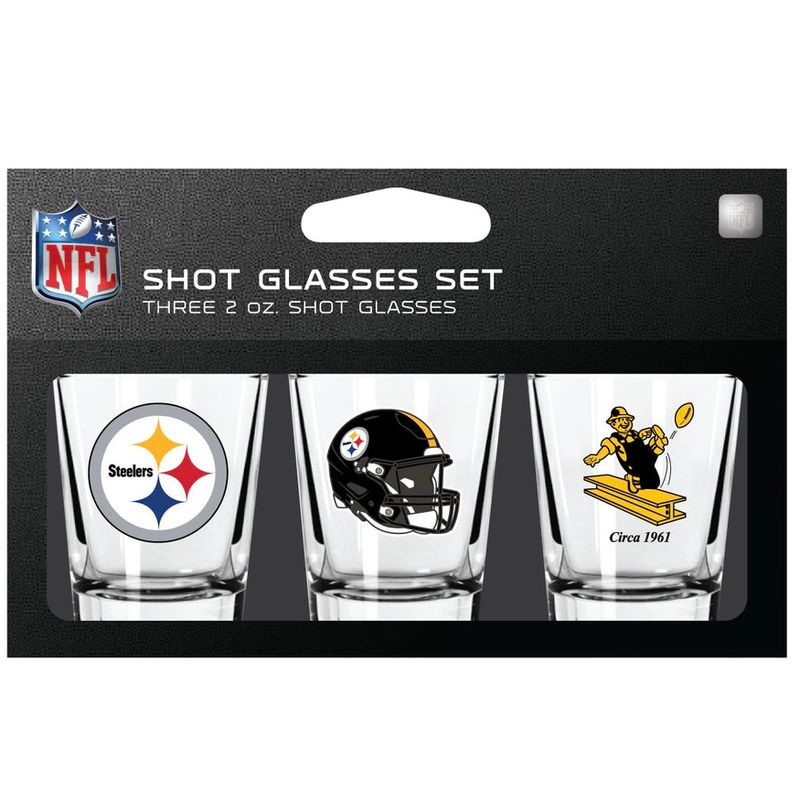 Pittsburgh Steelers NFL 3pc 2oz Shot Glass Set Pittsburgh Steelers NFL 3pc 2oz Shot Glass Set