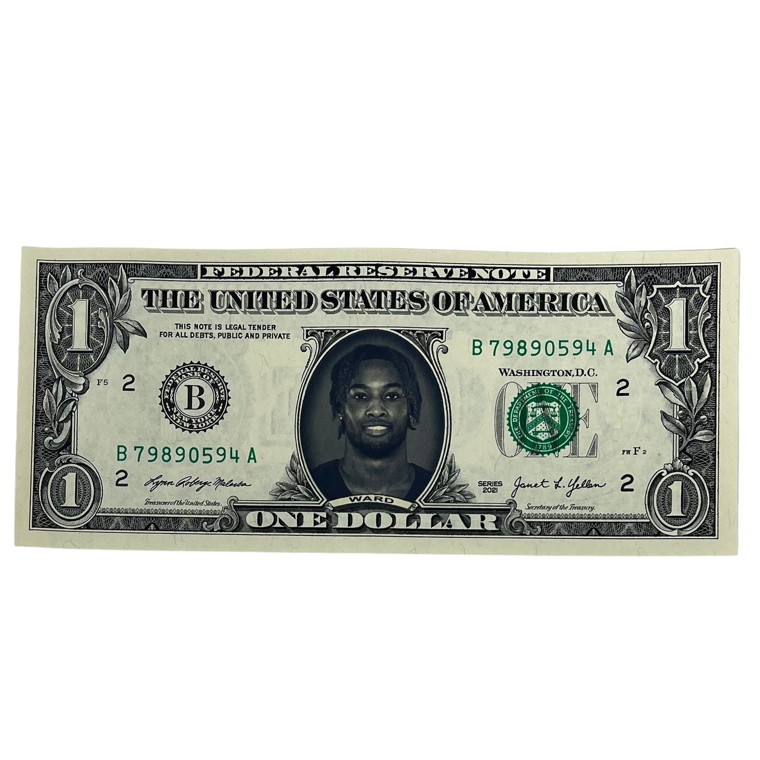 Denzel Ward Famous Face Dollar Bill