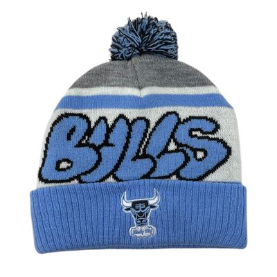 Chicago Bulls Men's NBA Throw Down Mitchell & Ness Cuffed Pom Knit Hat