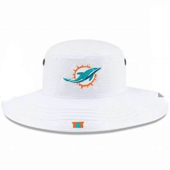Miami Dolphins Men’s White New Era NFL Panama Bucket Hat