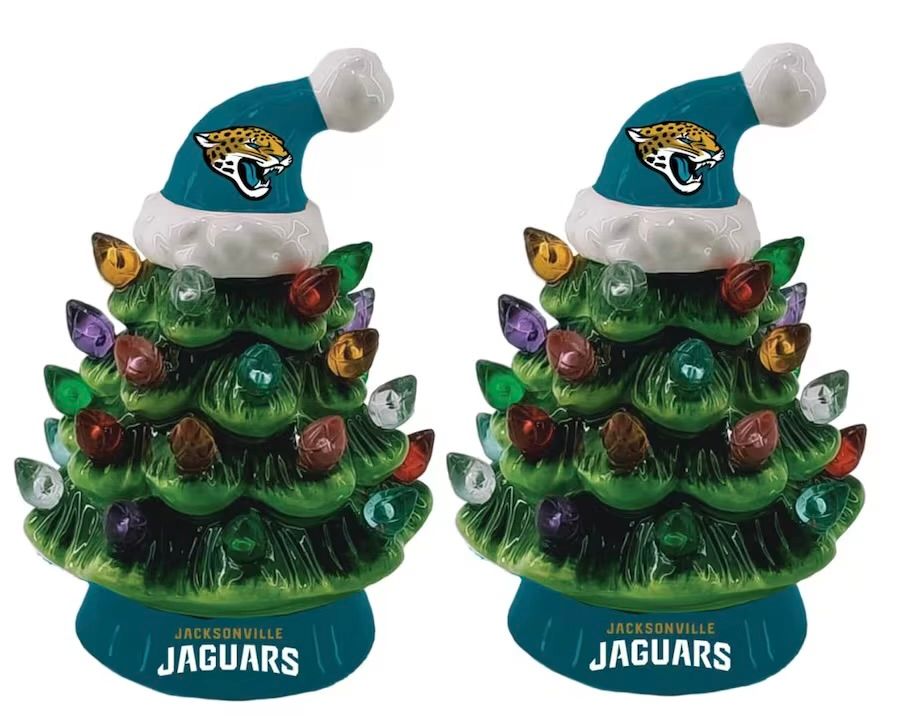 Jacksonville Jaguars 4" Ceramic LED Christmas Trees Set of 2