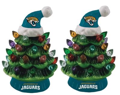 Jacksonville Jaguars 4 Jacksonville Jaguars 4" Ceramic LED Christmas Trees Set of 2