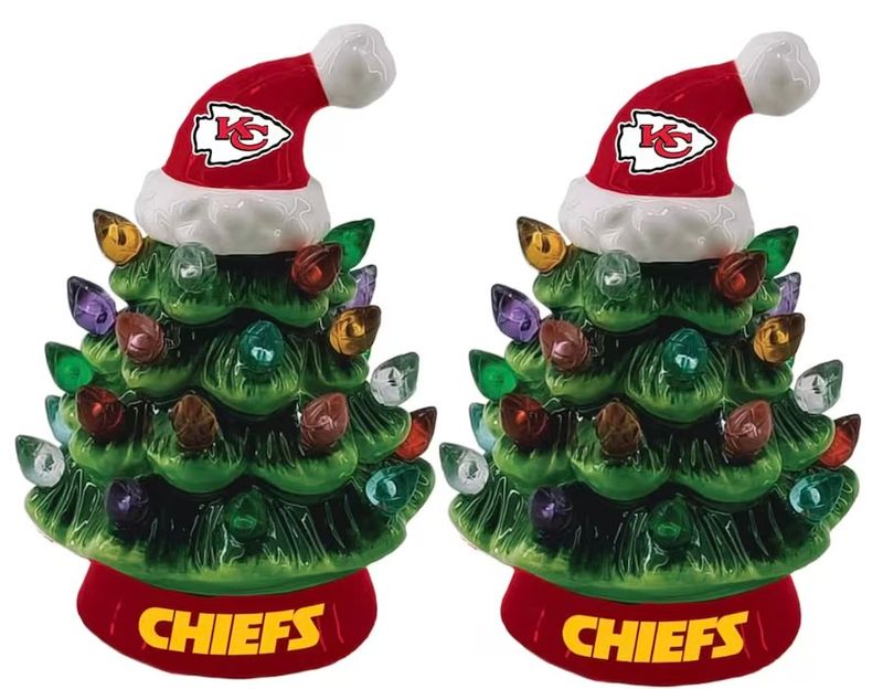 Kansas City Chiefs 4" Ceramic LED Christmas Trees Set of 2