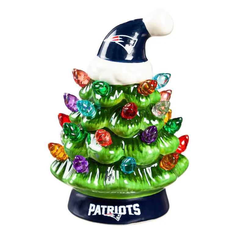 New England Patriots 4" Ceramic LED Christmas Tree