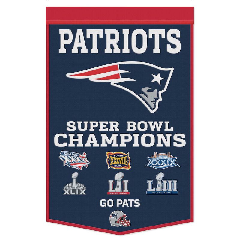New England Patriots Super Bowl Champions 24” x 38” Wool Banner