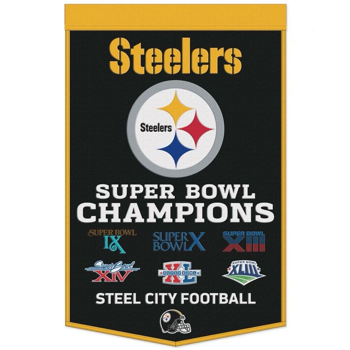 Pittsburgh Steelers Super Bowl Champions 24” x 38” Wool Banner