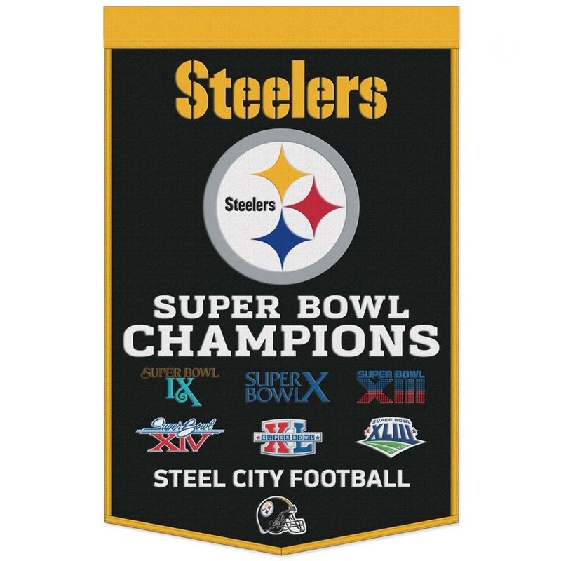 Pittsburgh Steelers Super Bowl Champions 24” x 38” Wool Banner Pittsburgh Steelers Super Bowl Champions 24” x 38” Wool Banner