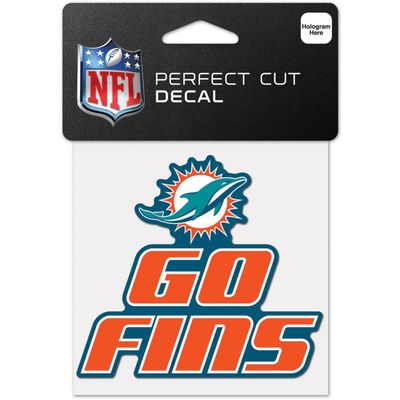Miami Dolphins Go Fins 4" x 4" Perfect Cut Color Decal