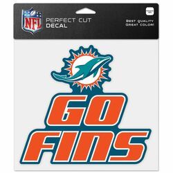 Miami Dolphins Go Fins 8" x 8" Perfect Cut Color Decal