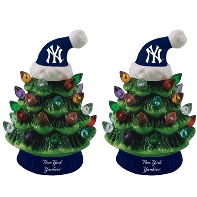 New York Yankees 4" Ceramic LED Christmas Trees Set of 2
