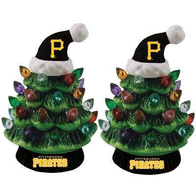 Pittsburgh Pirates 4" Ceramic LED Christmas Trees Set of 2
