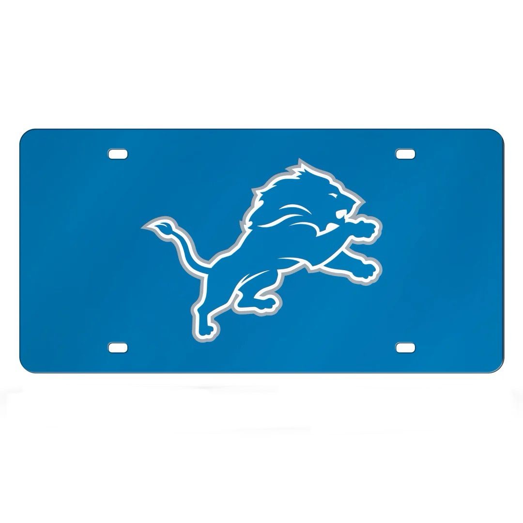 Detroit Lions Blue Chrome Laser Tag License Plate