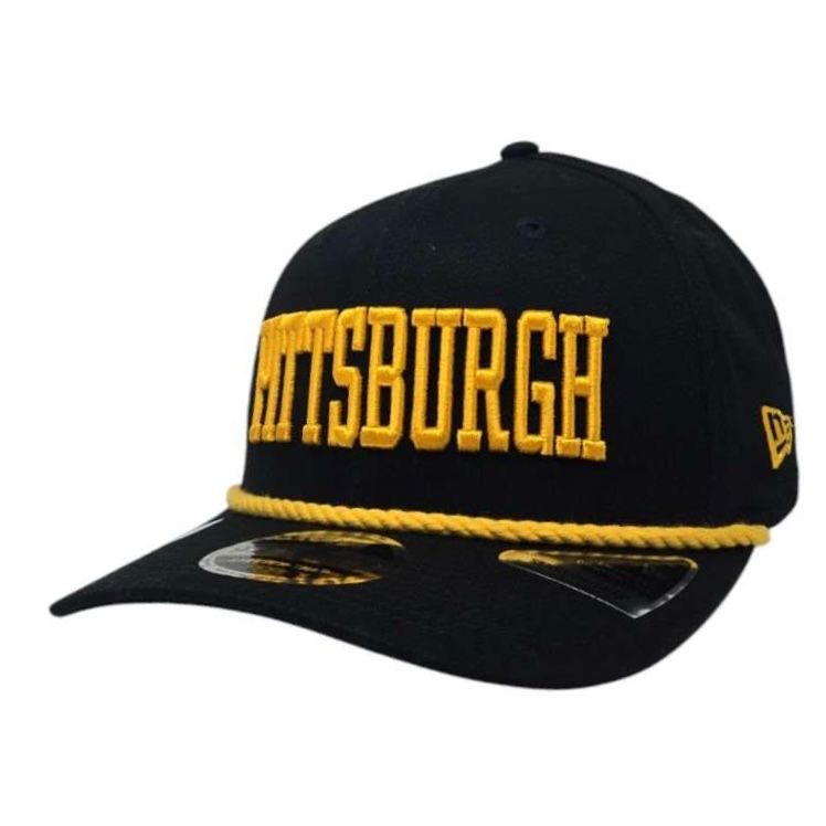 Pittsburgh Steelers Men's New Era Black Wordmark 9SEVENTY Stretch-Snap Hat