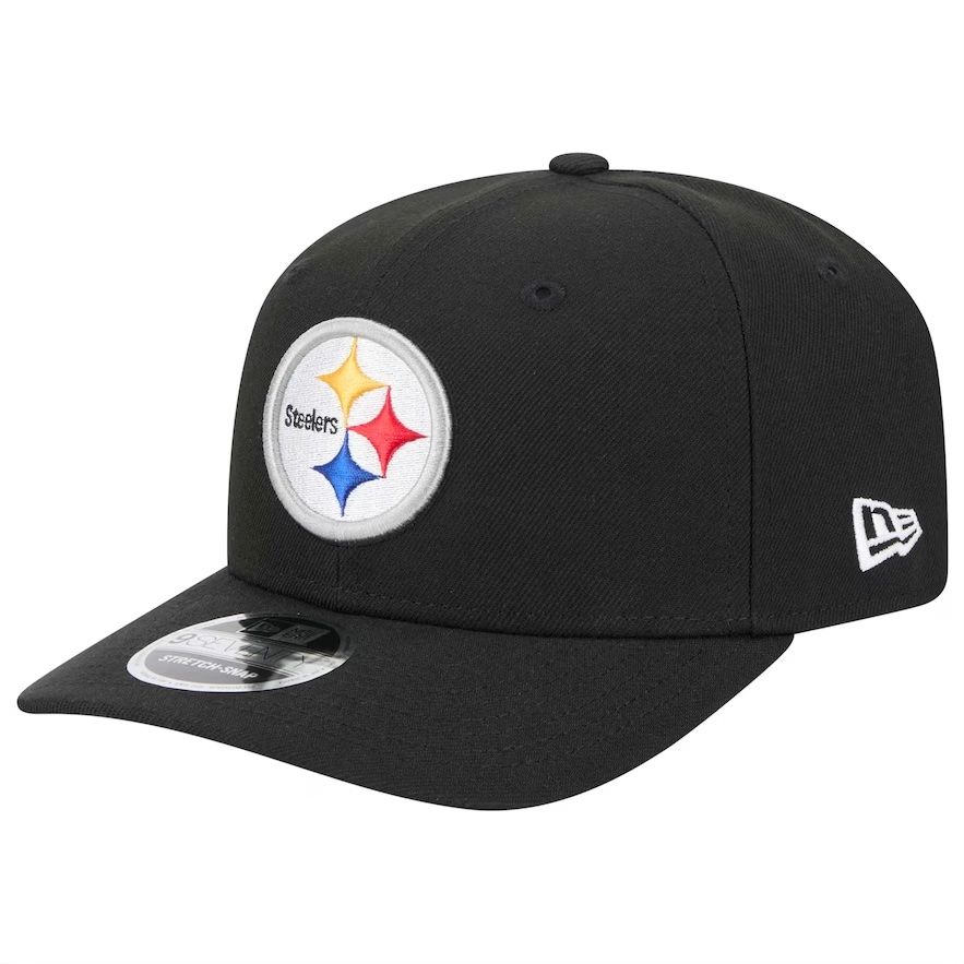 Pittsburgh Steelers Men's New Era Black Logo 9SEVENTY Stretch-Snap Hat