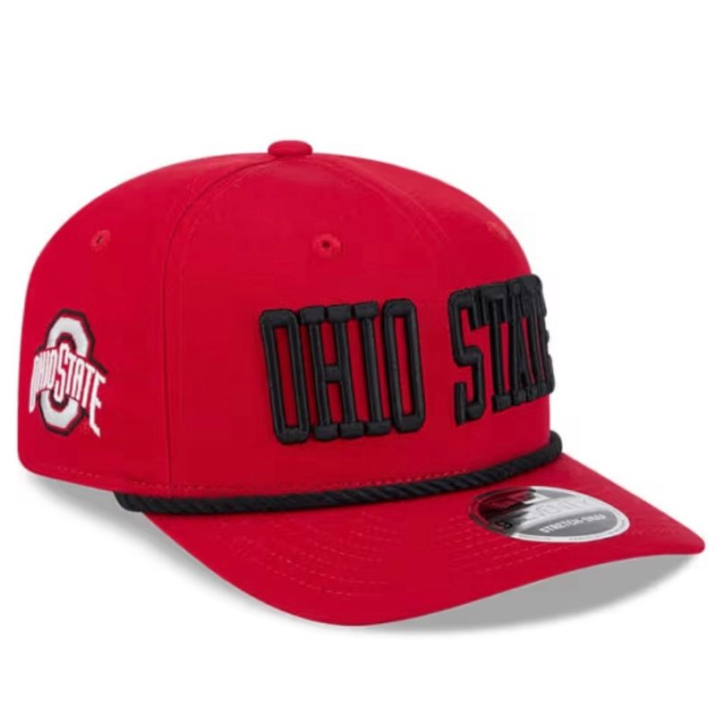 Ohio State Buckeyes Men's Red New Era NCAA Wordmark 9Seventy Stretch-Snap Hat