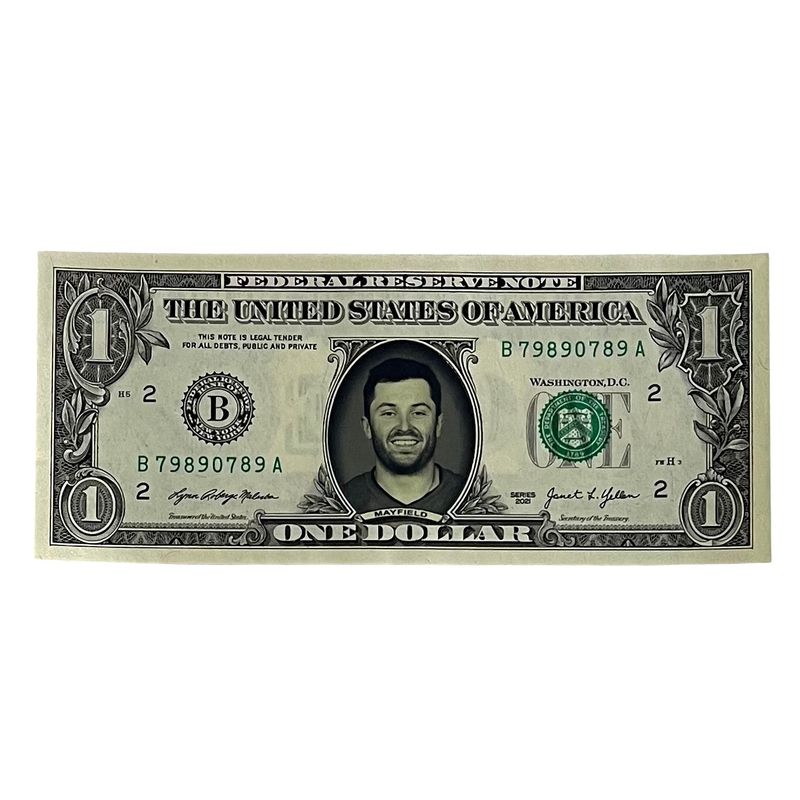 Baker Mayfield Famous Face Dollar Bill