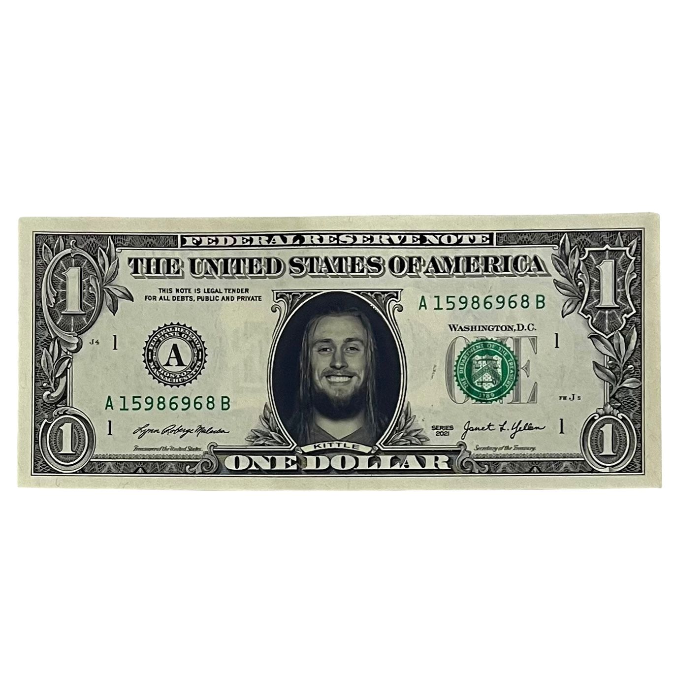 George Kittle Famous Face Dollar Bill