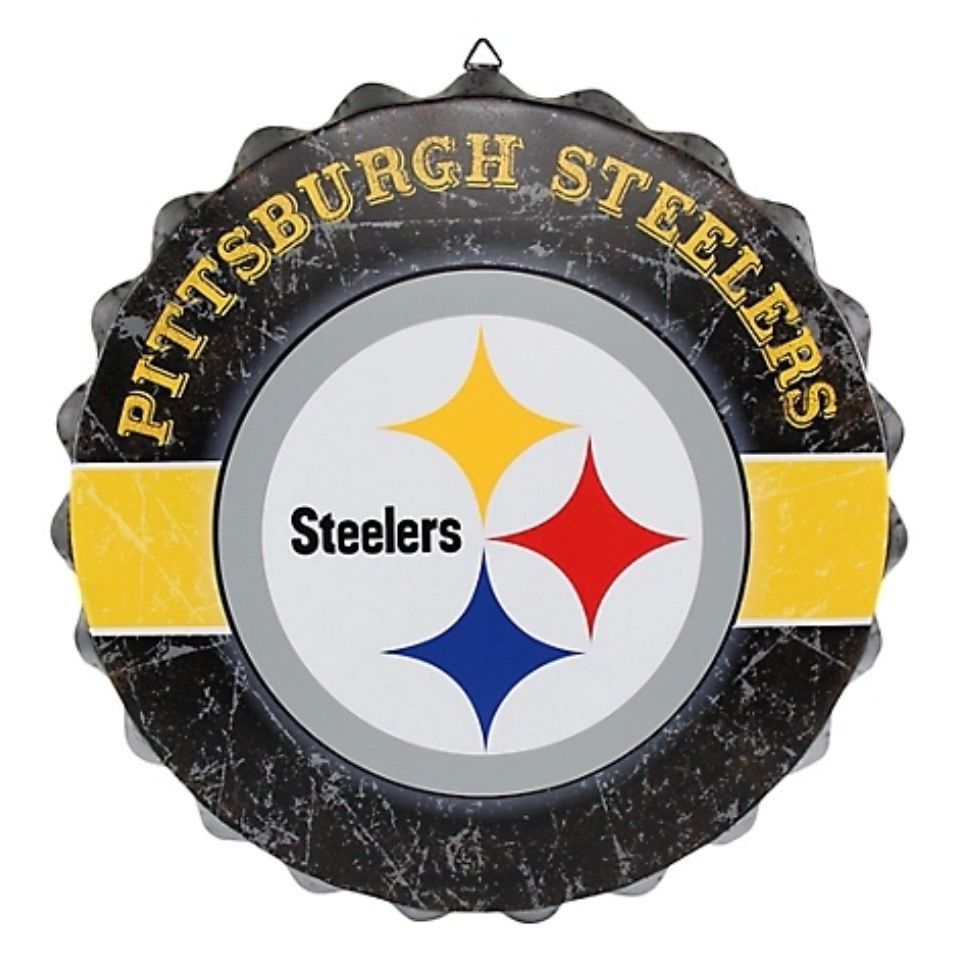 Pittsburgh Steelers Distressed Bottle Cap Sign