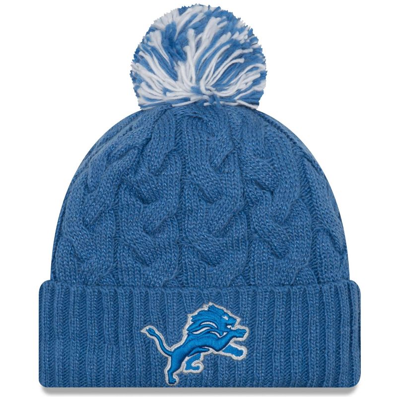 Detroit Lions Women's New Era Cozy Cable Cuffed Knit Pom Hat