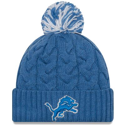 Detroit Lions Women's New Era Cozy Cable Cuffed Knit Pom Hat