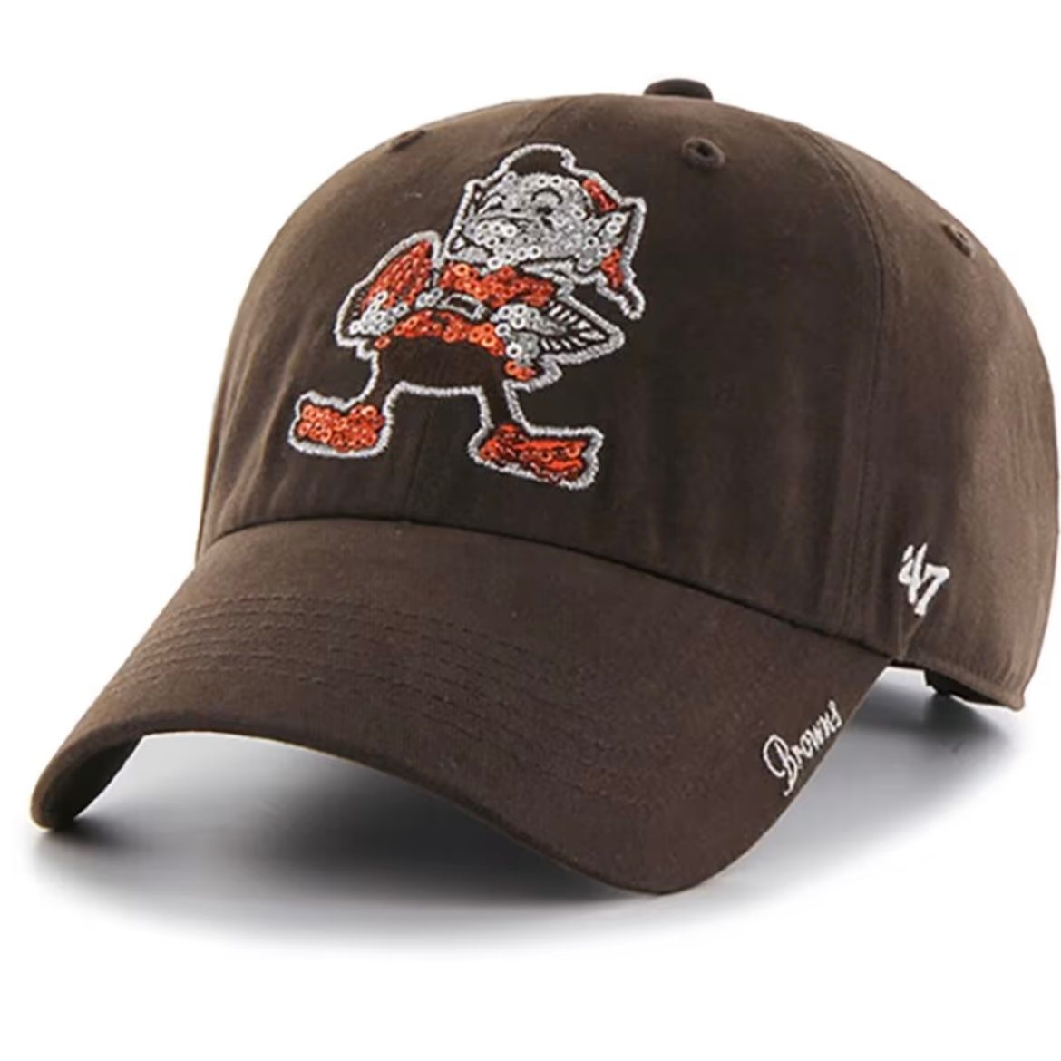 Cleveland Browns Women’s Legacy Sparkle 47 Brand Clean Up Adjustable Hat