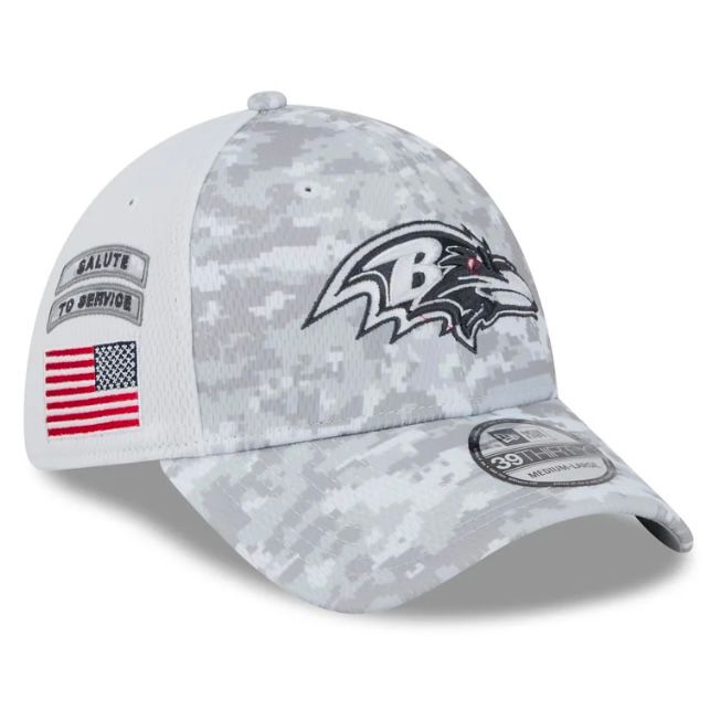 Baltimore Ravens Men's New Era 39Thirty 2024 NFL Salute to Service Sideline Flex Fit Hat