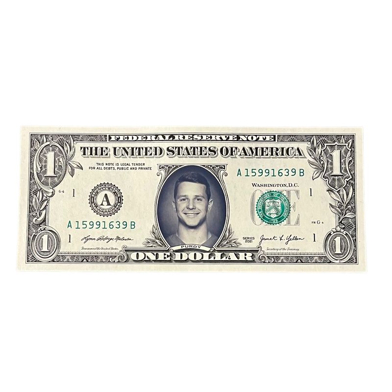 Brock Purdy Famous Face Dollar Bill